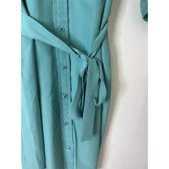 J. Peterman Co Shirt Dress Women's Small Sea Green Knee Length Classic Button - Picture 4 of 10